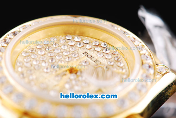 Rolex Datejust Oyster Perpetual Full Gold and Diamond with Diamond Dial-Lady Size - Click Image to Close